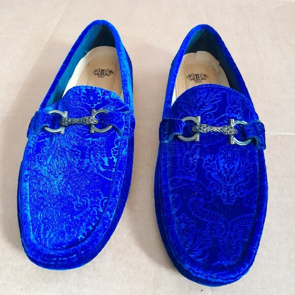 Royal Shoes Men Suede Slip on Dress Blue Formal Size 12 - Picture 1 of 8